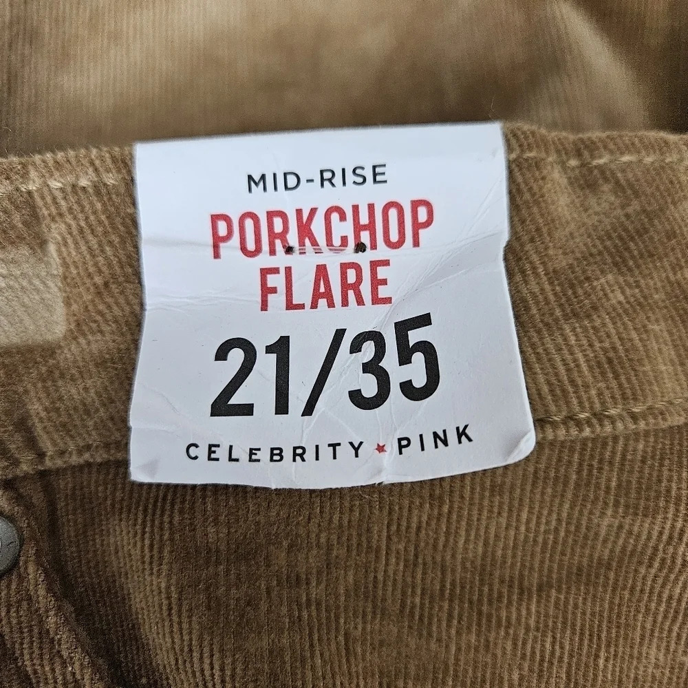 Celebrity Pink Porkchop Flare Corduroy Pants Camel Brown Mid Rise 21 / 35 - Picture 4 of 8